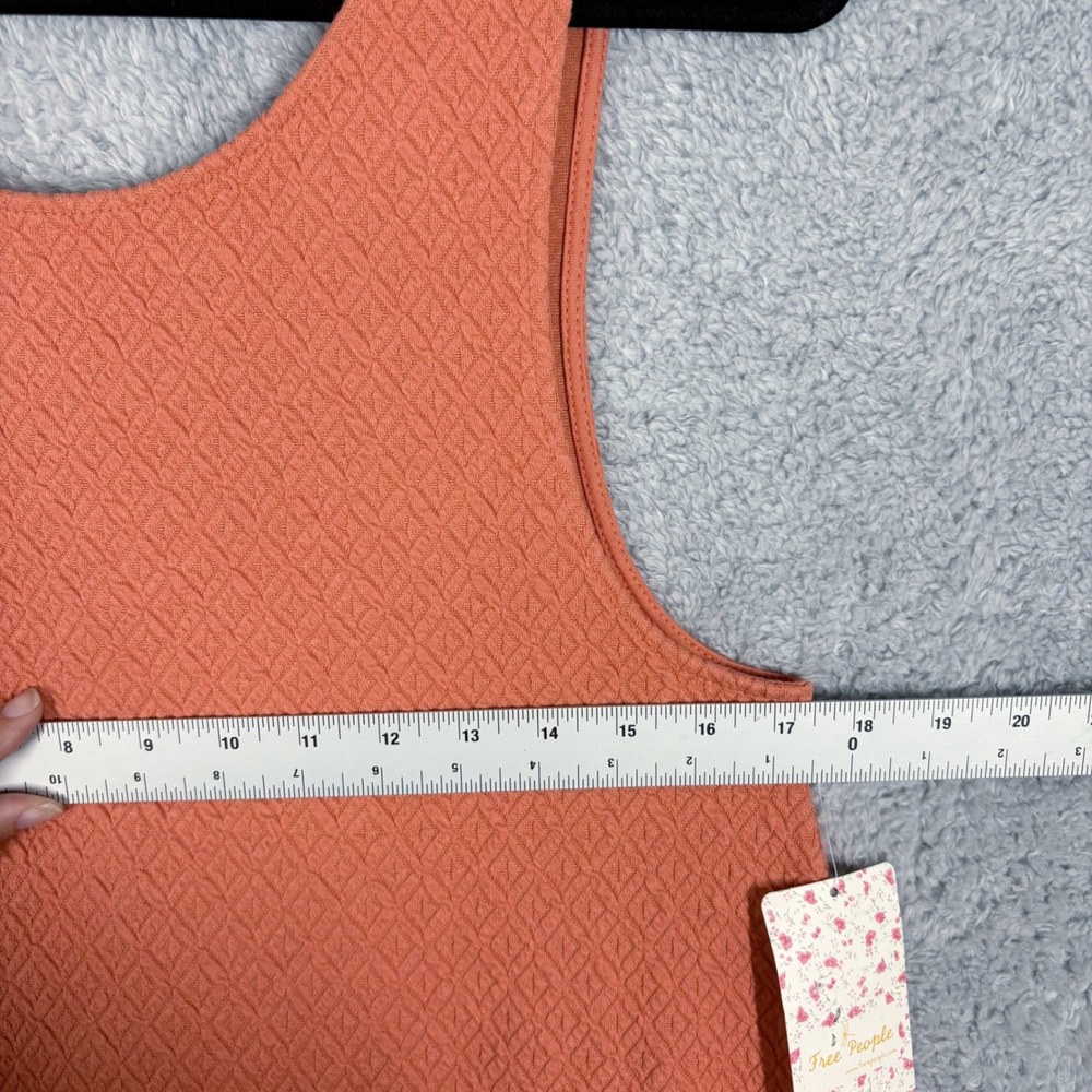 NWT Free People Easy‎ Street Tiered Drop Waist Mini Dress Size S Orange Textured - Picture 6 of 9